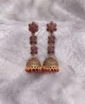 Maroon Three Layer Flower Jhumka's for Elegant Ethnic Style