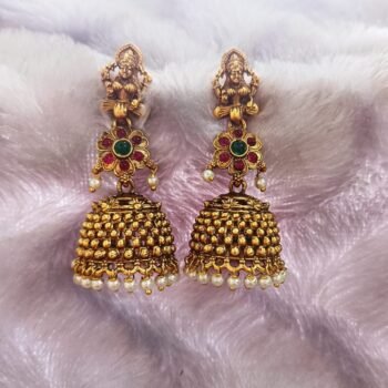 Golden Lakshmi Jumkha’s – Traditional Temple Elegance