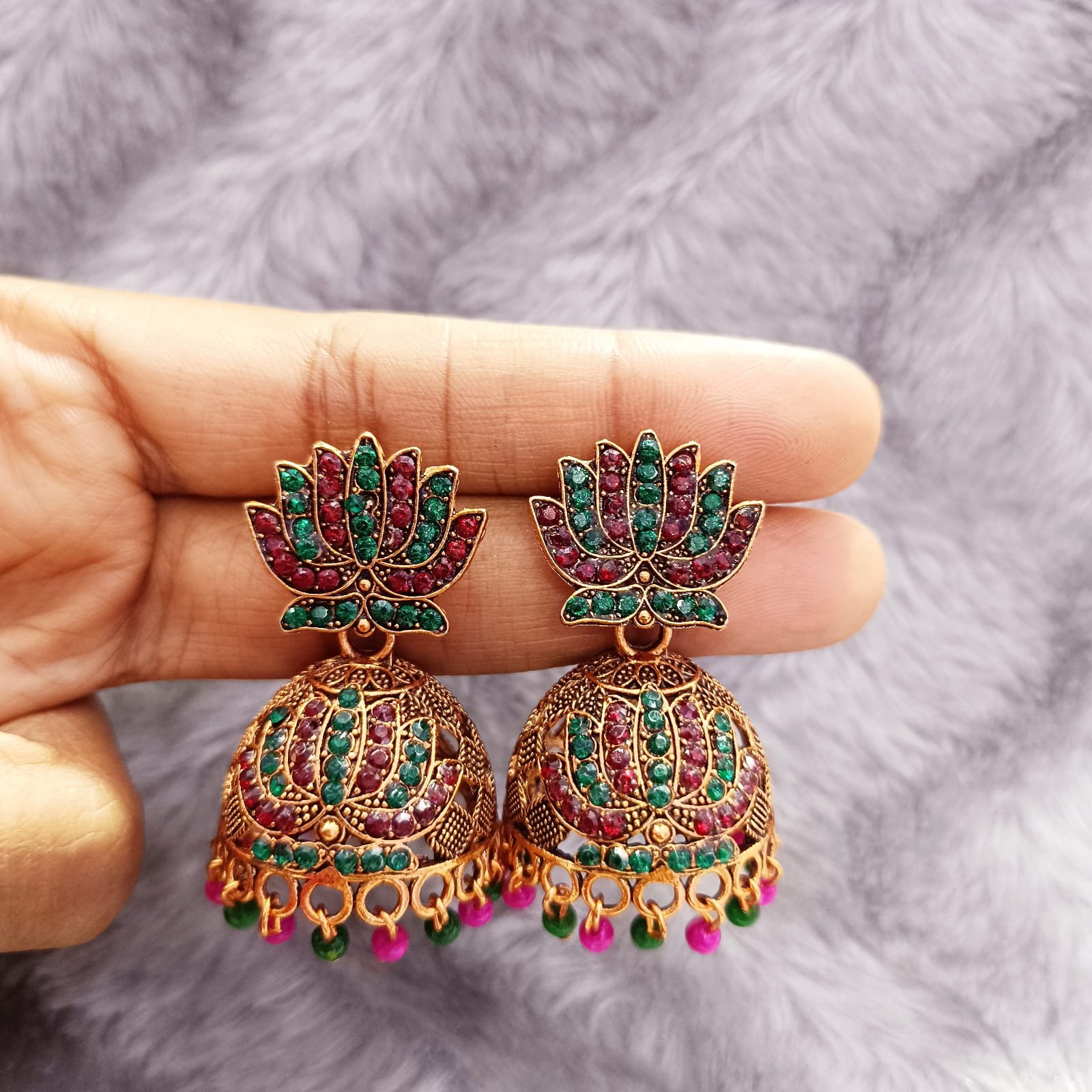 Multi Colour Stone Jhumk2