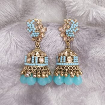 Elegant Blue Stone Jhumka’s for Stylish Ethnic Looks