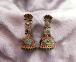 Green Lotus Jhumka's – Elegant Traditional Ethnic Earrings